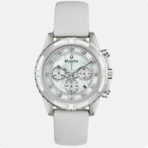 Bulova Diamond Leather Chronograph Watch